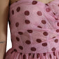 Dolce & Gabbana Chic Pink Polka Dot Strapless Silk Dress