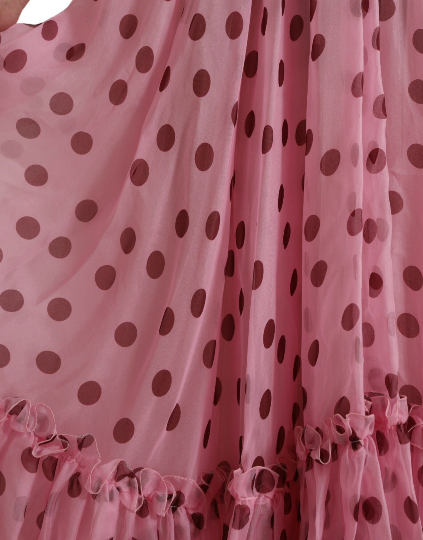 Dolce & Gabbana Chic Pink Polka Dot Strapless Silk Dress