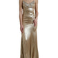 Dolce & Gabbana Metallic Gold Crystal Embellished Dress