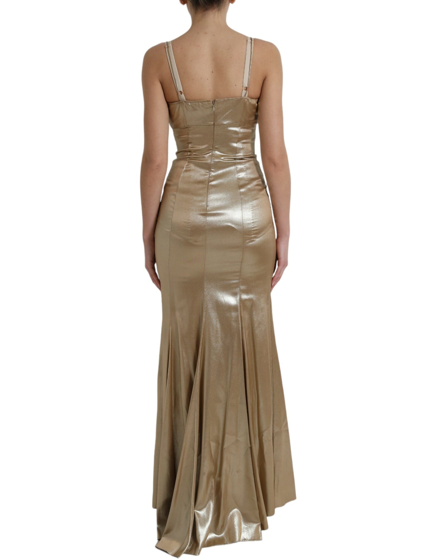 Dolce & Gabbana Metallic Gold Crystal Embellished Dress