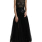 Dolce & Gabbana Black Sequined Openwork Mesh Sleeveless Layered Dress