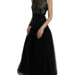 Dolce & Gabbana Black Sequined Openwork Mesh Sleeveless Layered Dress