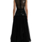 Dolce & Gabbana Black Sequined Openwork Mesh Sleeveless Layered Dress