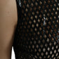 Dolce & Gabbana Black Sequined Openwork Mesh Sleeveless Layered Dress