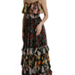 Dolce & Gabbana Multicolor Floral Chiffon Tiered Maxi Dress