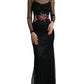 Dolce & Gabbana Black Floral Embroidery Mesh Tulle Dress