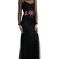 Dolce & Gabbana Black Floral Embroidery Mesh Tulle Dress