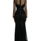 Dolce & Gabbana Black Floral Embroidery Mesh Tulle Dress