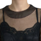 Dolce & Gabbana Black Floral Embroidery Mesh Tulle Dress