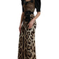 Dolce & Gabbana Silk Leopard Embellished Long Dress