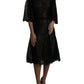 Dolce & Gabbana Black Floral Lace Sheer A-line Midi Dress