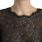 Dolce & Gabbana Black Floral Lace Sheer A-line Midi Dress