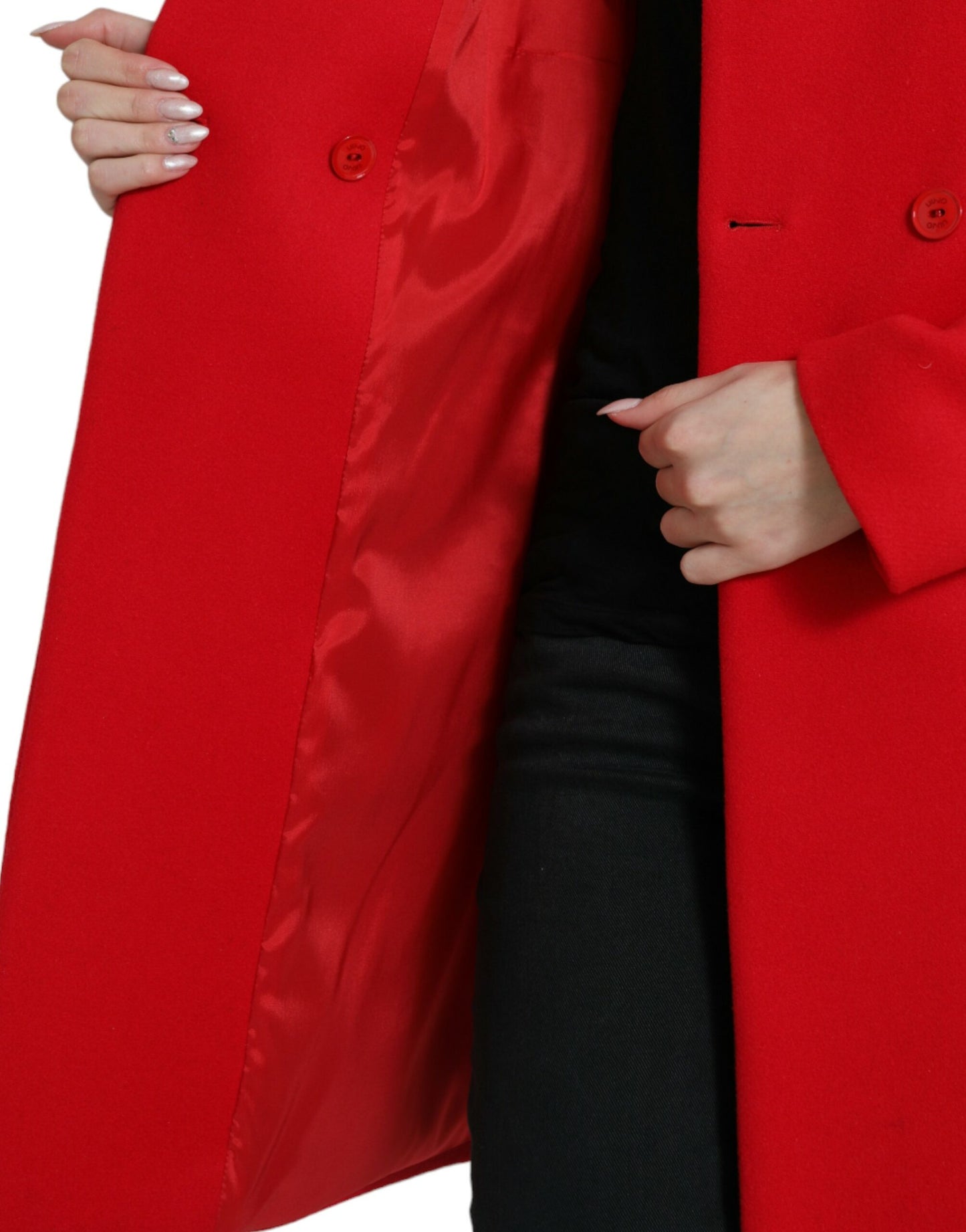 Liu Jo Red Wool Double Breasted Long Sleeves Coat Jacket