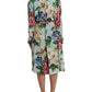 Dolce & Gabbana Elegant Blue Floral Silk Trench Jacket