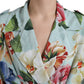 Dolce & Gabbana Elegant Blue Floral Silk Trench Jacket