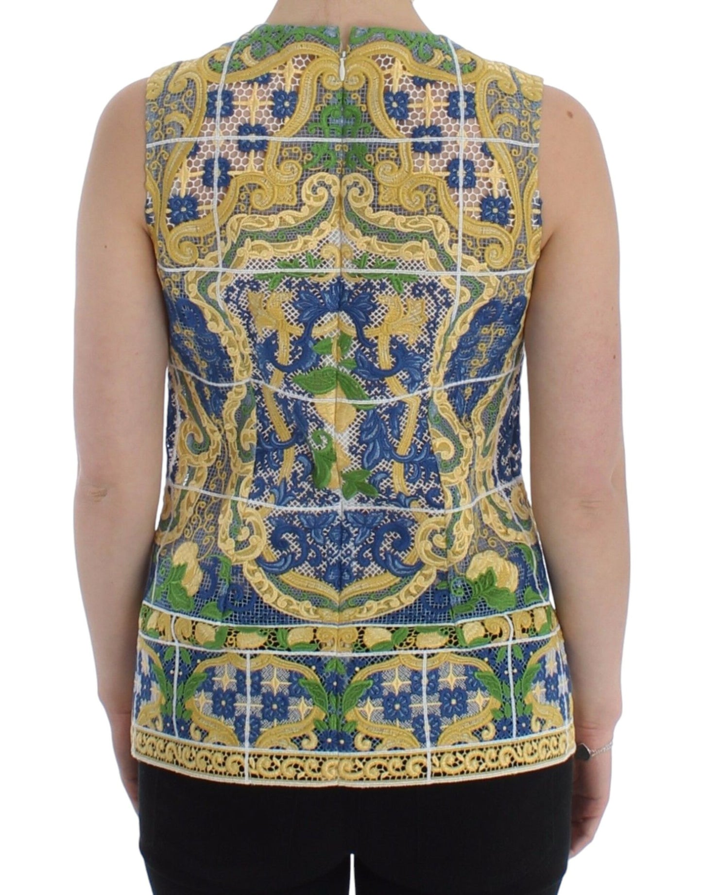 Dolce & Gabbana Multicolor Majolica Embroidered Sweater