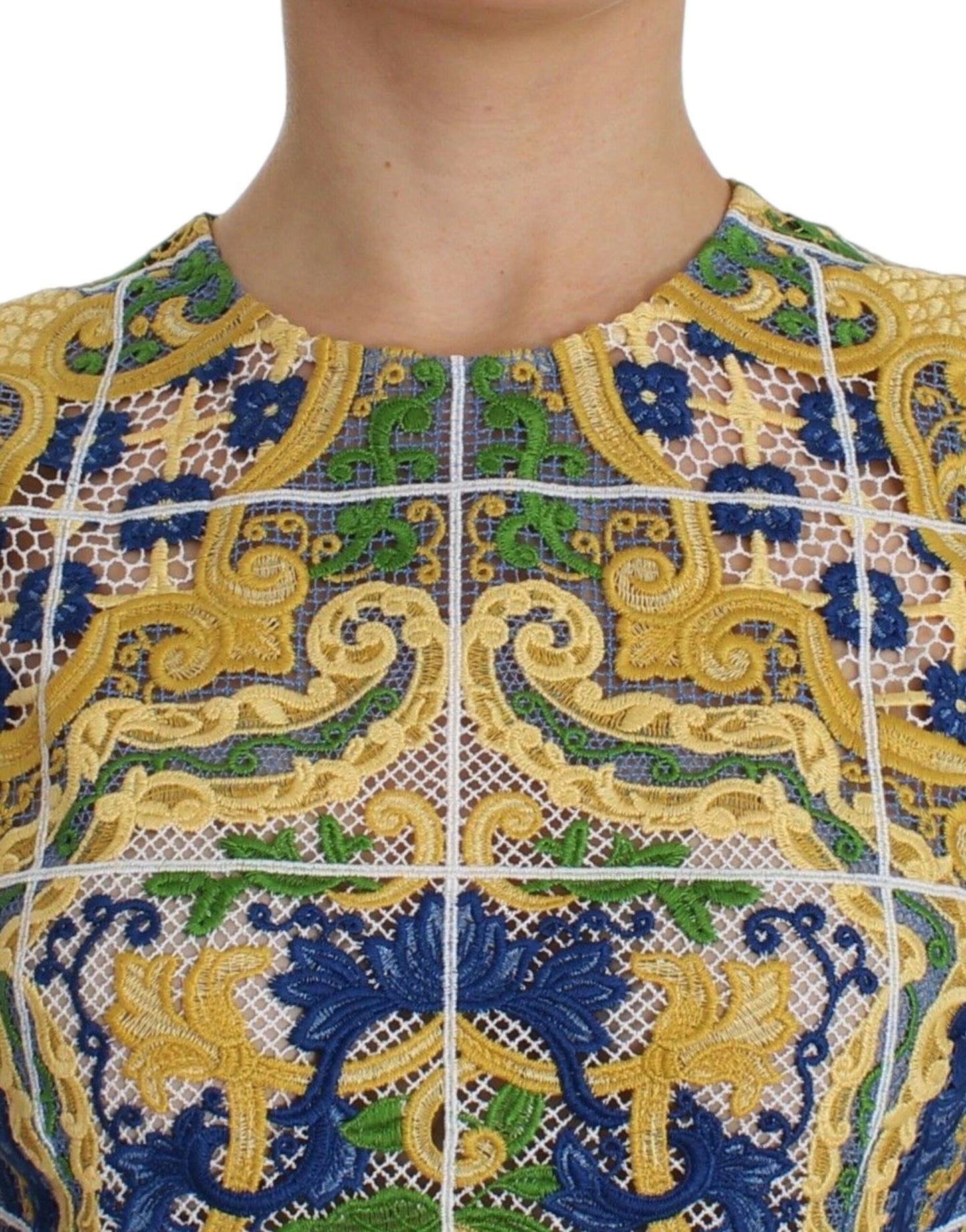 Dolce & Gabbana Multicolor Majolica Embroidered Sweater