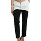 Dolce & Gabbana Black White Cotton Cut Out Waist Tapered Pants