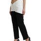 Dolce & Gabbana Black White Cotton Cut Out Waist Tapered Pants