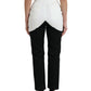 Dolce & Gabbana Black White Cotton Cut Out Waist Tapered Pants