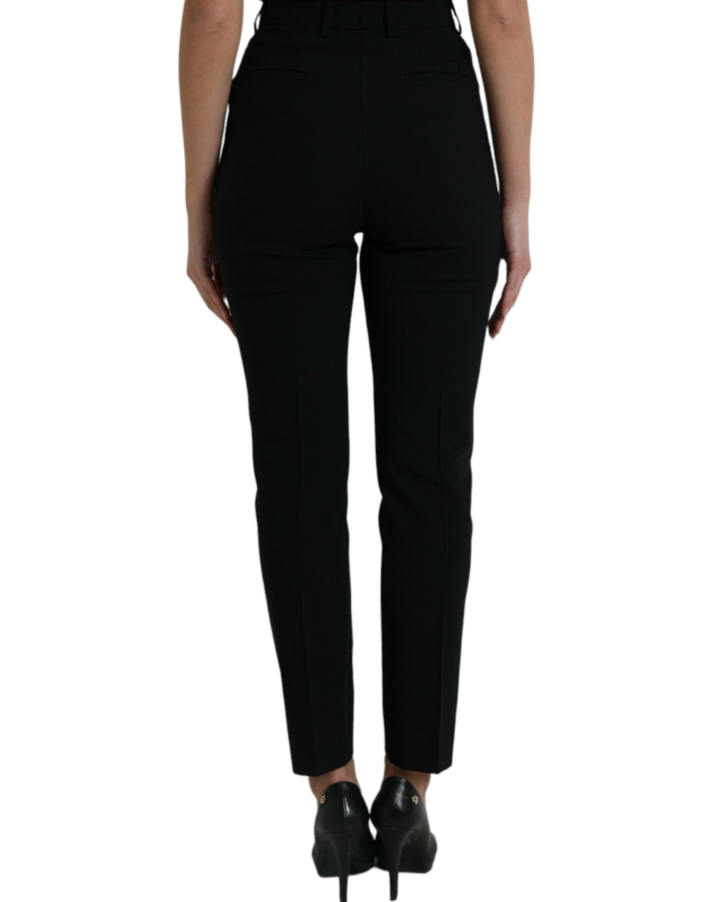 Dolce & Gabbana Black Wool High Waist Tapered Pants