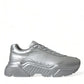 Dolce & Gabbana Silver DAYMASTER Leather Men Casual Sneakers Shoes