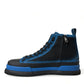 Dolce & Gabbana Black Blue Canvas Cotton High Top Sneakers Shoes