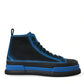 Dolce & Gabbana Black Blue Canvas Cotton High Top Sneakers Shoes