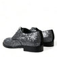 Dolce & Gabbana Silver Sequined Lace Up Men Derby Dress Shoes