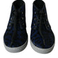 Dolce & Gabbana Blue Calfskin Leopard Mid Top Sneakers Shoes