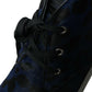 Dolce & Gabbana Blue Calfskin Leopard Mid Top Sneakers Shoes