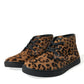 Dolce & Gabbana Brown Leopard Pony Hair Leather Sneakers Shoes