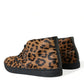 Dolce & Gabbana Brown Leopard Pony Hair Leather Sneakers Shoes