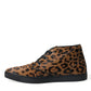 Dolce & Gabbana Brown Leopard Pony Hair Leather Sneakers Shoes