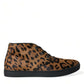 Dolce & Gabbana Brown Leopard Pony Hair Leather Sneakers Shoes