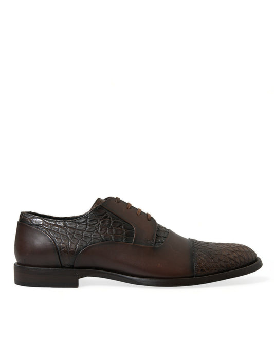 Dolce & Gabbana Brown Exotic Leather Lace Up Oxford Dress Shoes