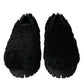 Dolce & Gabbana Black Fur Leather Slippers Dress Shoes