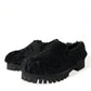 Dolce & Gabbana Black Fur Leather Slippers Dress Shoes