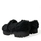 Dolce & Gabbana Black Fur Leather Slippers Dress Shoes