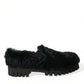 Dolce & Gabbana Black Fur Leather Slippers Dress Shoes