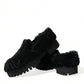 Dolce & Gabbana Black Fur Leather Slippers Dress Shoes