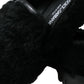 Dolce & Gabbana Black Fur Leather Slippers Dress Shoes