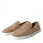 Dolce & Gabbana Beige Suede Caiman Men Loafers Slippers Shoes