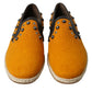 Dolce & Gabbana Orange Linen Leather Studded Loafers Shoes