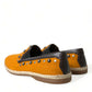 Dolce & Gabbana Orange Linen Leather Studded Loafers Shoes