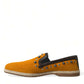 Dolce & Gabbana Orange Linen Leather Studded Loafers Shoes