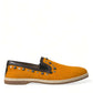 Dolce & Gabbana Orange Linen Leather Studded Loafers Shoes