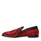 Dolce & Gabbana Red Black Torero Loafers Slippers Men Shoes