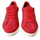 Dolce & Gabbana Red Suede Leather Men Low Top Sneakers Shoes