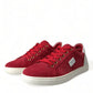 Dolce & Gabbana Red Suede Leather Men Low Top Sneakers Shoes